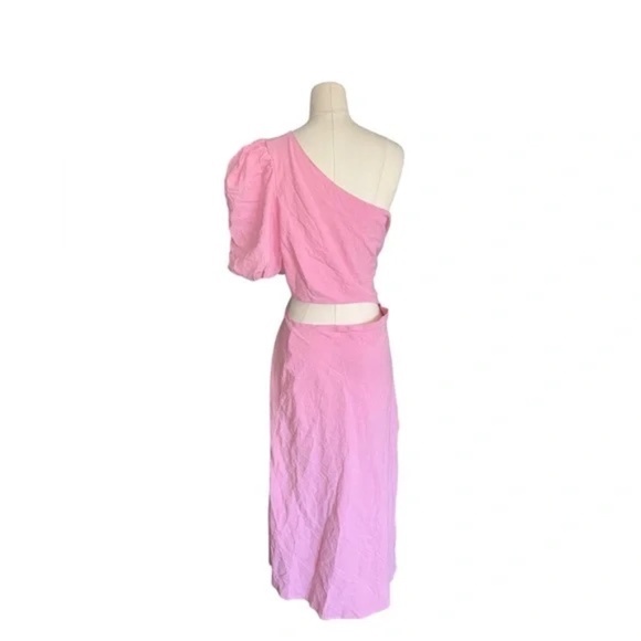 SHOWPO MARCIA MIDI DRESS - ONE SHOULDER DRESS WITH SIDE CUT OUT IN PINK - Picture 8 of 9